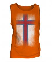 Faroe Islands Faded Flag Mens Vest