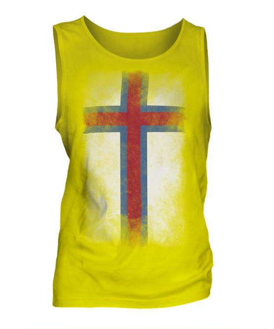 Faroe Islands Faded Flag Mens Vest