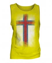 Faroe Islands Faded Flag Mens Vest
