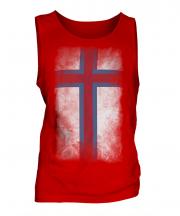 Faroe Islands Faded Flag Mens Vest