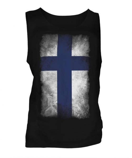 Finland Faded Flag Mens Vest