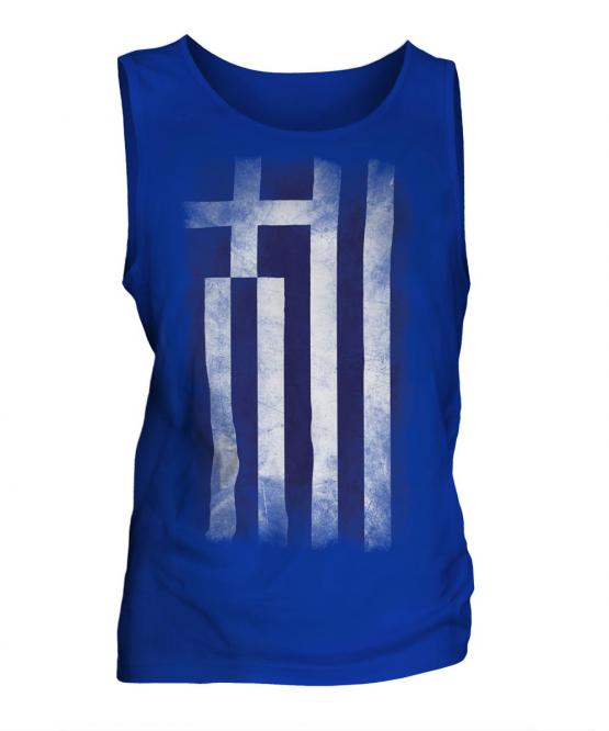 Greece Faded Flag Mens Vest