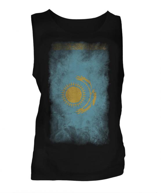 Kazakhstan Faded Flag Mens Vest