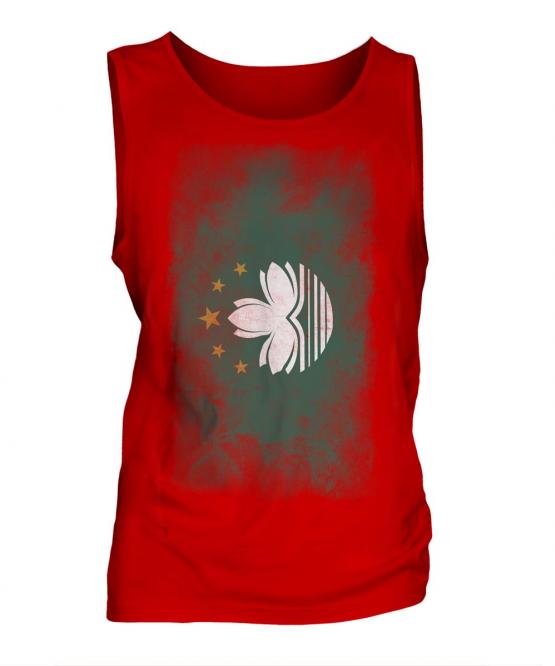 Macau Faded Flag Mens Vest