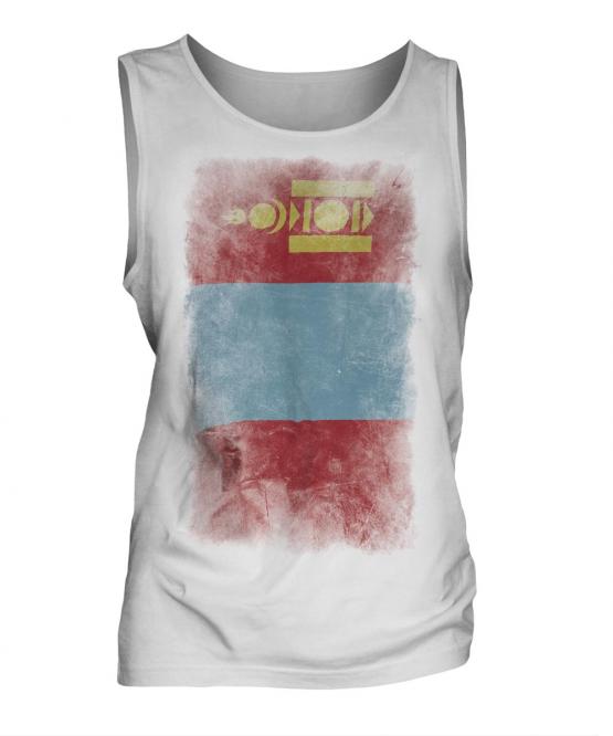 Mongolia Faded Flag Mens Vest