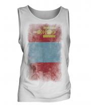 Mongolia Faded Flag Mens Vest