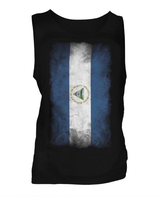 Nicaragua Faded Flag Mens Vest