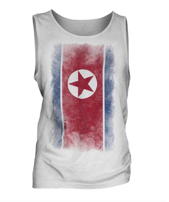 North Korea Faded Flag Mens Vest