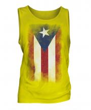 Puerto Rico Faded Flag Mens Vest