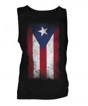 Puerto Rico Faded Flag Mens Vest