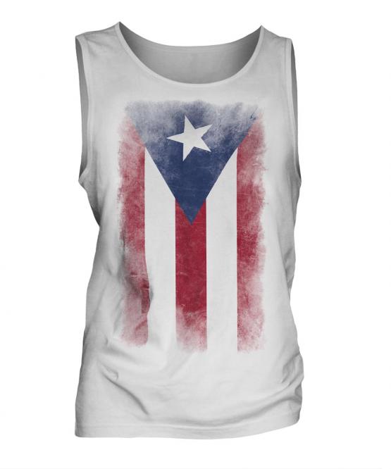 Puerto Rico Faded Flag Mens Vest