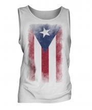 Puerto Rico Faded Flag Mens Vest