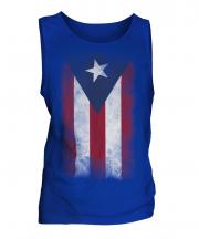 Puerto Rico Faded Flag Mens Vest