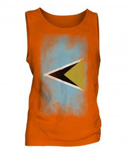 Saint Lucia Faded Flag Mens Vest