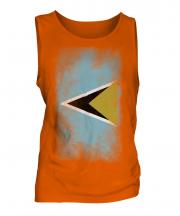 Saint Lucia Faded Flag Mens Vest