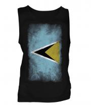 Saint Lucia Faded Flag Mens Vest