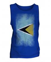 Saint Lucia Faded Flag Mens Vest