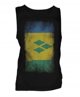 Saint Vincents And The Grenadines Faded Flag Mens Vest