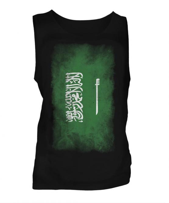 Saudi Arabia Faded Flag Mens Vest