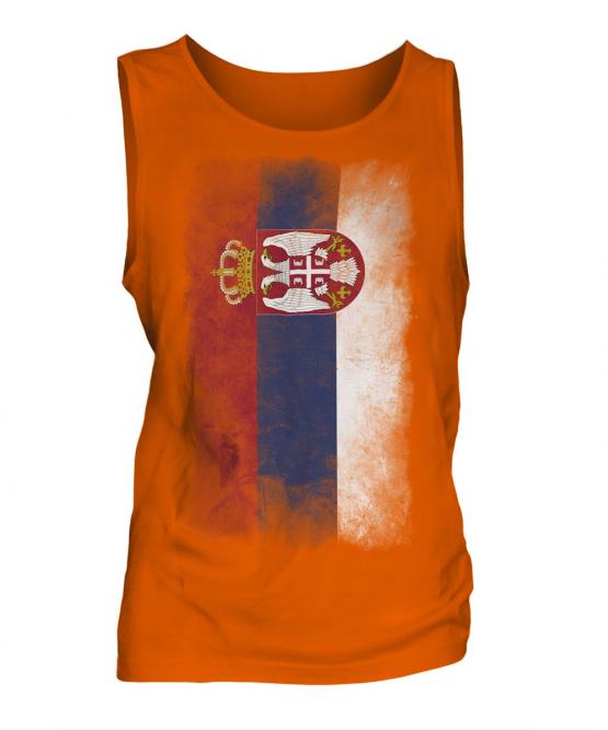 Serbia Faded Flag Mens Vest