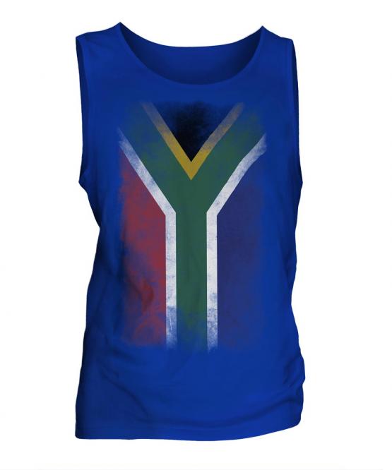 South Africa Faded Flag Mens Vest