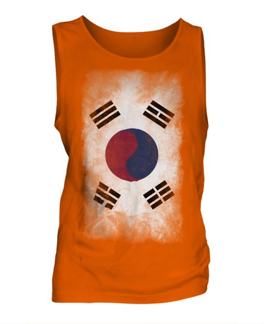 South Korea Faded Flag Mens Vest