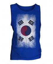 South Korea Faded Flag Mens Vest