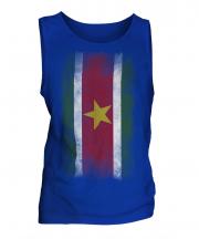 Suriname Faded Flag Mens Vest