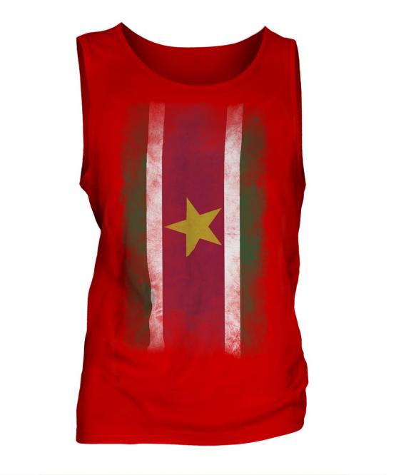 Suriname Faded Flag Mens Vest