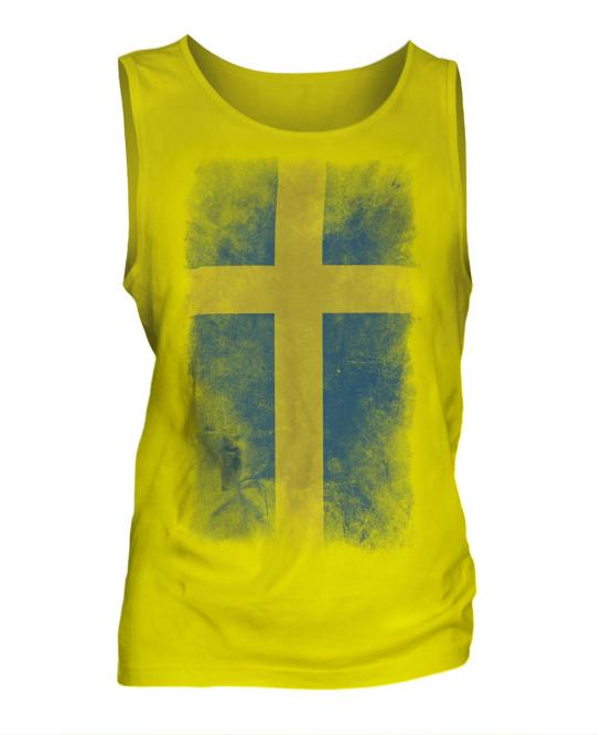 Sweden Faded Flag Mens Vest