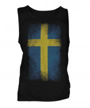 Sweden Faded Flag Mens Vest