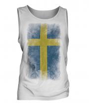 Sweden Faded Flag Mens Vest