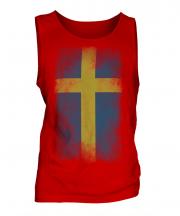 Sweden Faded Flag Mens Vest