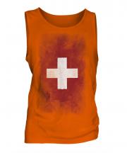 Switzerland Faded Flag Mens Vest