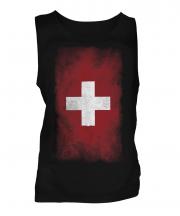 Switzerland Faded Flag Mens Vest