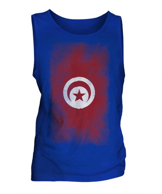 Tunisia Faded Flag Mens Vest