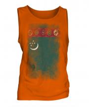 Turkmenistan Faded Flag Mens Vest