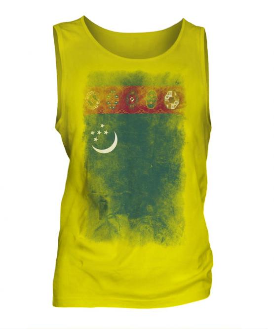 Turkmenistan Faded Flag Mens Vest