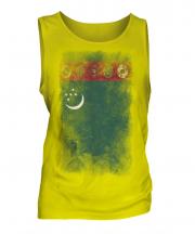 Turkmenistan Faded Flag Mens Vest