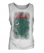Turkmenistan Faded Flag Mens Vest