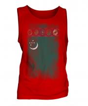 Turkmenistan Faded Flag Mens Vest