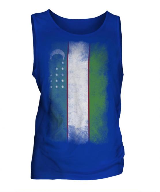 Uzbekistan Faded Flag Mens Vest
