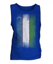 Uzbekistan Faded Flag Mens Vest
