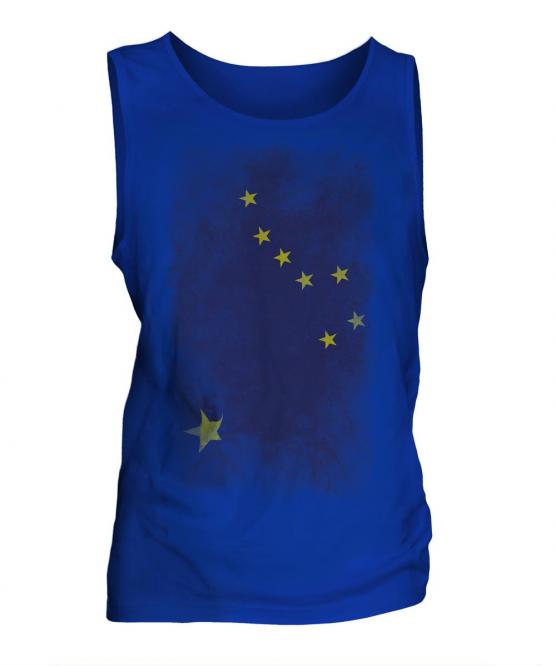 Alaska State Faded Flag Mens Vest