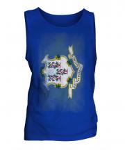 Connecticut State Faded Flag Mens Vest