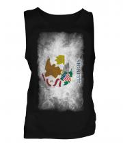 Illinois State Faded Flag Mens Vest