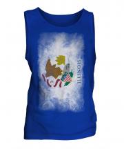 Illinois State Faded Flag Mens Vest