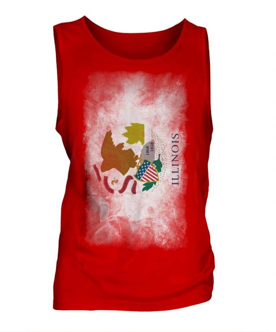 Illinois State Faded Flag Mens Vest