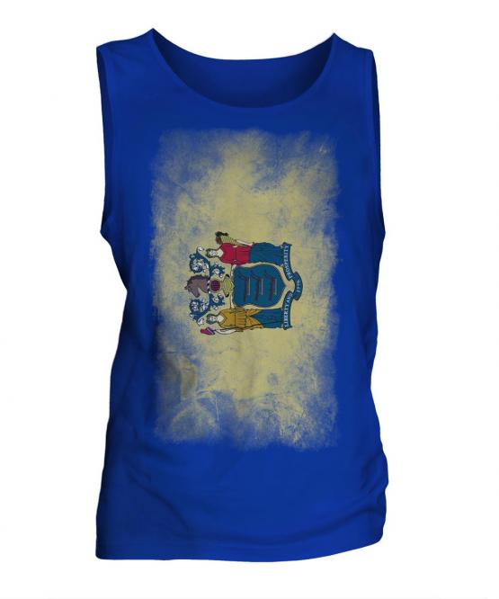 New Jersey State Faded Flag Mens Vest