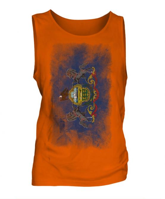 Pennsylvania State Faded Flag Mens Vest